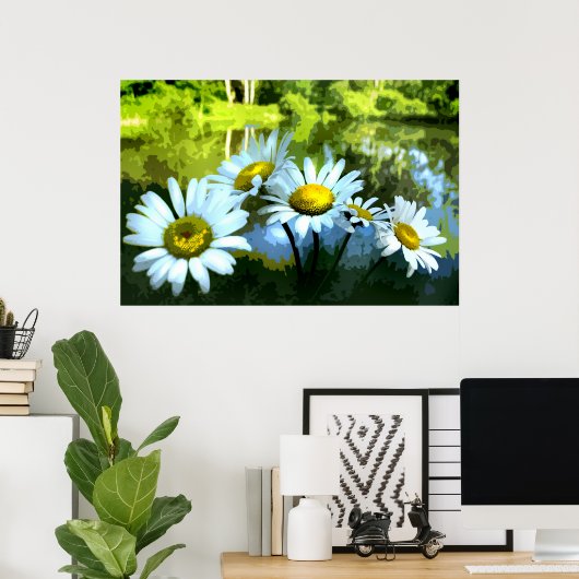 Daisies op de Pond Poster (Thuiskantoor)