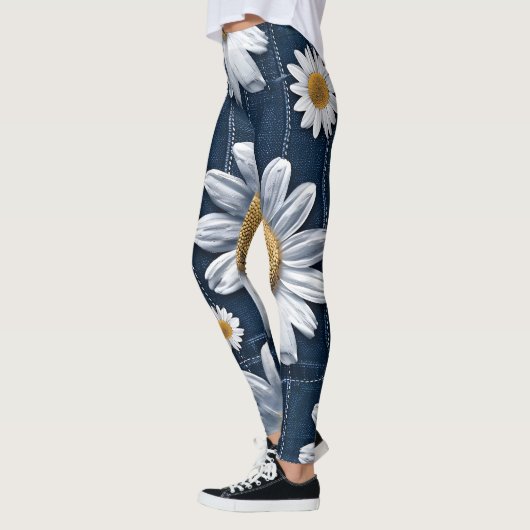 Daisies op denim leggings (Links)