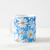 Daisies op een blauwe achtergrond koffiemok (Voorkant links)