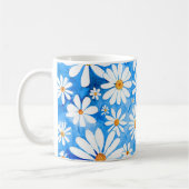Daisies op een blauwe achtergrond koffiemok (Links)
