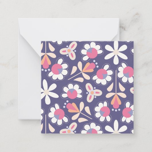 Daisies op een Paarse achtergrond Notitiekaartje (Voorkant)