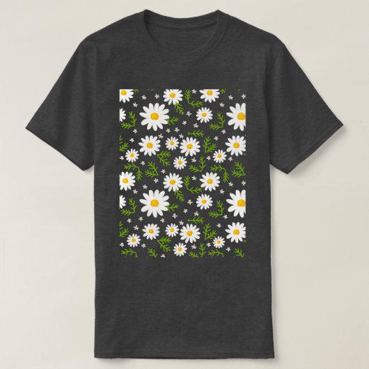 Daisies op een zwarte achtergrond t-shirt (Design voorkant)