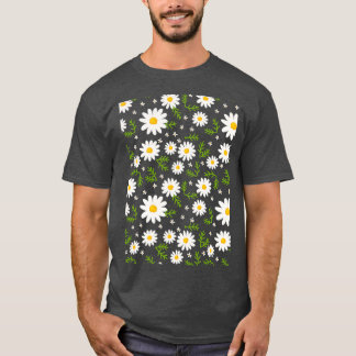 Daisies op een zwarte achtergrond t-shirt