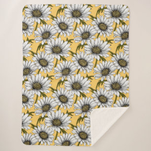 Daisies op geel sherpa deken