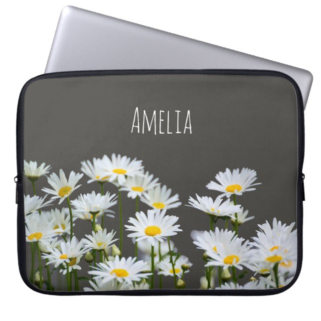 Daisies op Grey Laptop Sleeve (Voorkant)