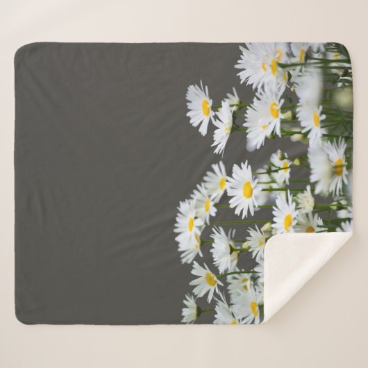Daisies op Grey  Sherpa Deken (Voorkant (horizontaal))