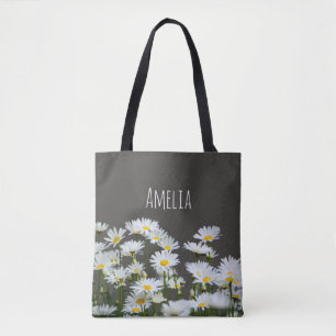 Daisies op Grey Tote Bag