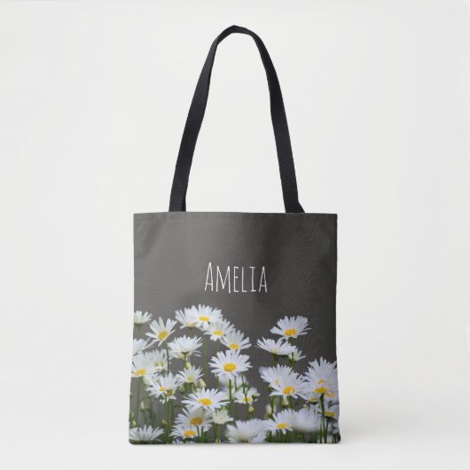 Daisies op Grey Tote Bag (Voorkant)