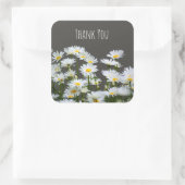 Daisies op grijs bedankt vierkante sticker (Tas)