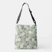 Daisies op pastelgroene achtergrond crossbody tas (Achterkant)
