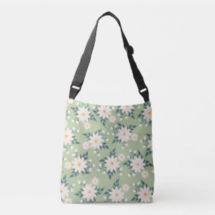 Daisies op pastelgroene achtergrond crossbody tas
