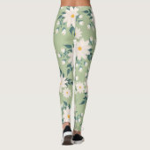Daisies op pastelgroene achtergrond leggings (Achterkant)
