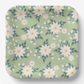 Daisies op pastelgroene achtergrond papieren bordje (Voorkant)