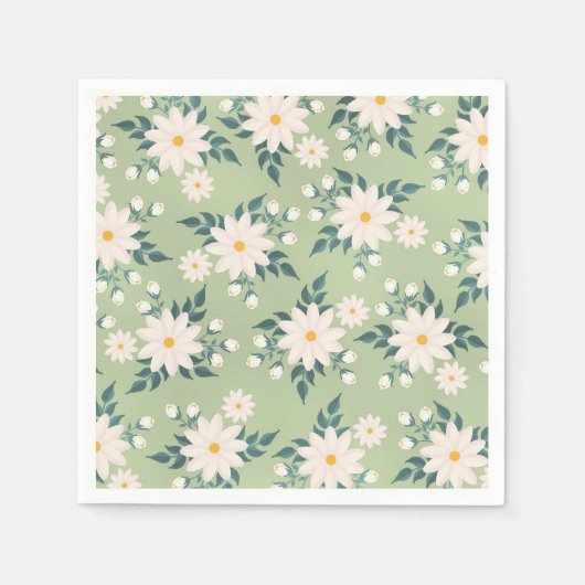 Daisies op pastelgroene achtergrond servet (Voorkant)