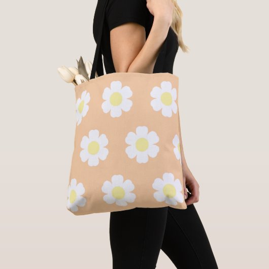 Daisies op Perzikachtergrond Tote Bag (Dichtbij)