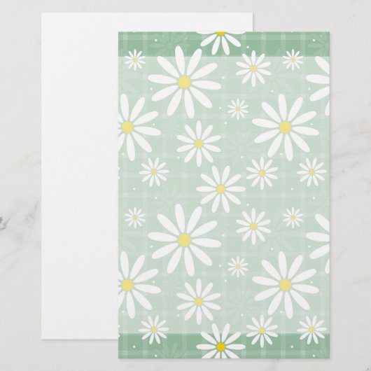Daisies op Plaid Briefpapier (Voorkant / Achterkant)