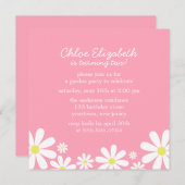 Daisies op Roze Meisje Verjaardagsfeest Kaart (Voorkant / Achterkant)