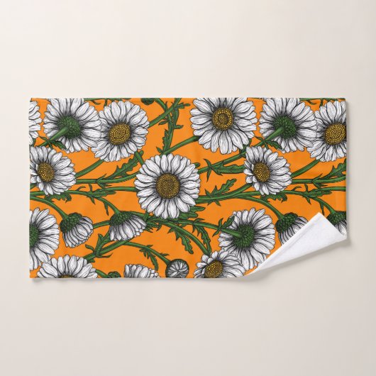 Daisies op sinaasappel bad handdoek (Handdoek)