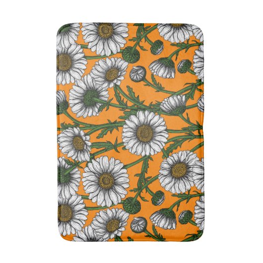 Daisies op sinaasappel badmat (Voorkant Verticaal)