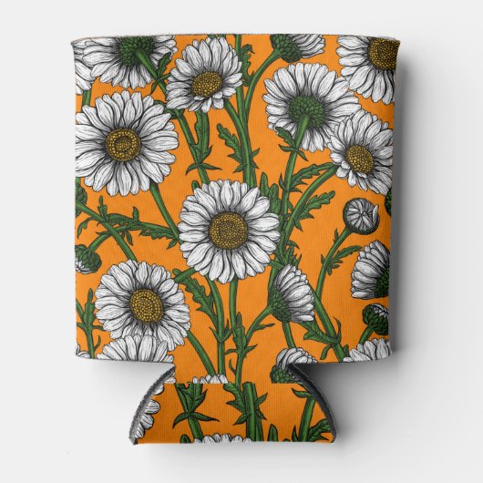 Daisies op sinaasappel blikjeskoeler (Voorkant)