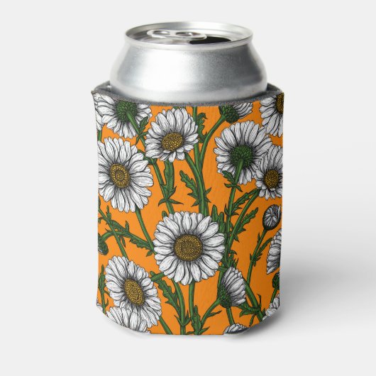 Daisies op sinaasappel blikjeskoeler (Blikje Achterkant)