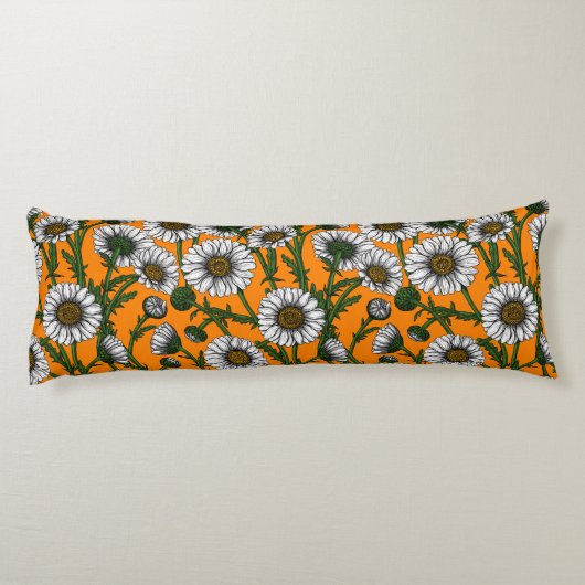 Daisies op sinaasappel lichaamskussen (Achterkant)