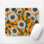 Daisies op sinaasappel muismat (Met muis)