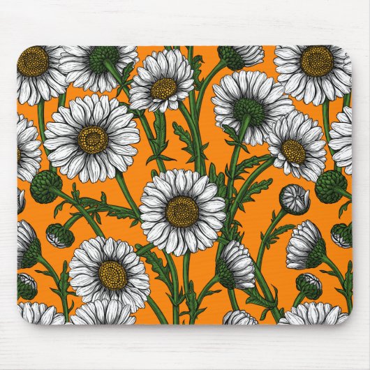 Daisies op sinaasappel muismat (Voorkant)