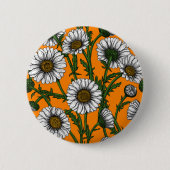 Daisies op sinaasappel ronde button 5,7 cm (Voorkant)