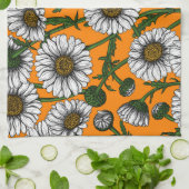 Daisies op sinaasappel theedoek (Gevouwen)