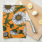 Daisies op sinaasappel theedoek (Quarter Fold)