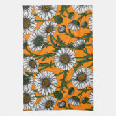 Daisies op sinaasappel theedoek (Verticaal)