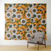 Daisies op sinaasappel wandkleed (In Situ (horizontaal))