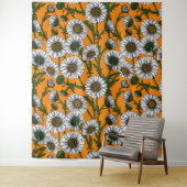 Daisies op sinaasappel wandkleed (In situ)