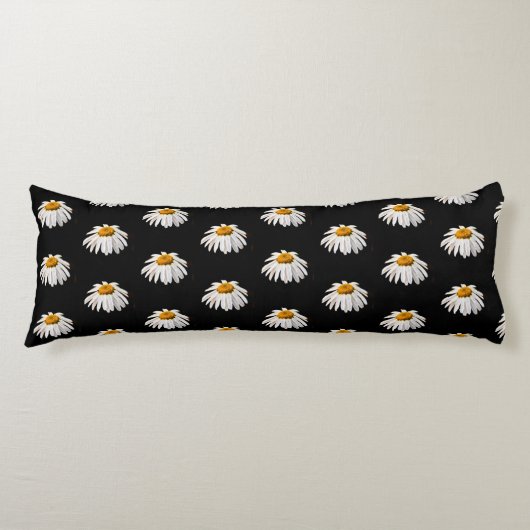 Daisies op zwart lichaamskussen (Voorkant)