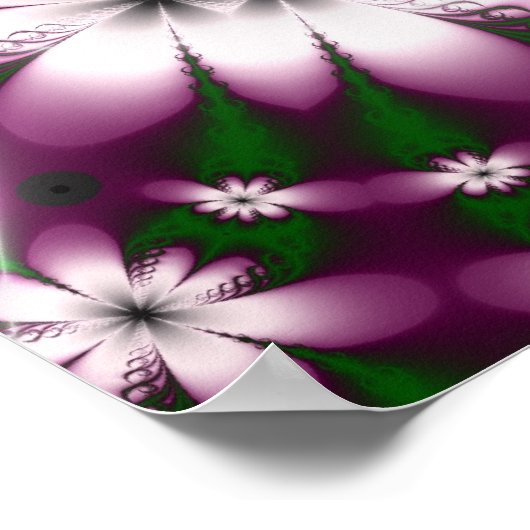 Daisies | Paarse en groene fractaalkunst Poster (Hoek)