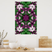 Daisies | Paarse en groene fractaalkunst Poster (Keuken)