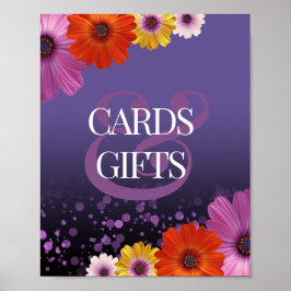 Daisies Paarse Glitter Wedding Cards & Gifts Sign Poster