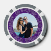 Daisies Paarse Sla de datum & Fotokaart op Poker Chips (Achterkant)