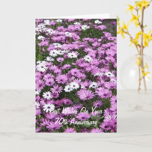 Daisies Personalized 70th Wedding Jubileum Kaart (Gele Bloem)