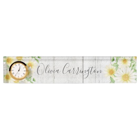 Daisies Personalized Rustic Naambordje (Voorkant)