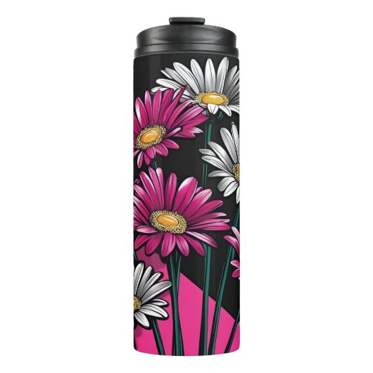 Daisies Pink and White Thermal Tumbler Thermosbeker (Voorkant)