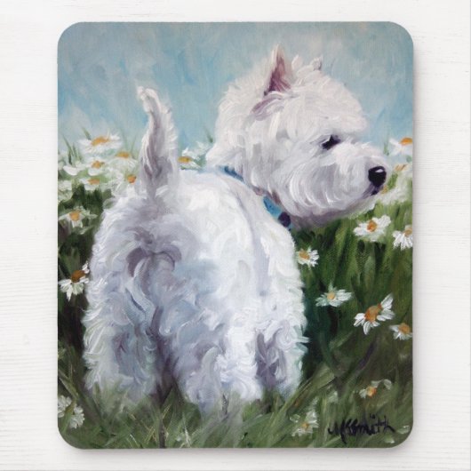 daisies plukken - west highland shier mousepad muismat (Voorkant)