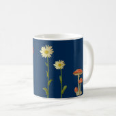 Daisies, poppies, andelions en paddenstoelen tweekleurige koffiemok (Voorkant rechts)