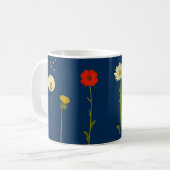 Daisies, poppies, andelions en paddenstoelen tweekleurige koffiemok (Voorkant links)