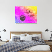 Daisies Rainbow Colours Vogelnest w Lao Tzu Quote Canvas Afdruk (Insitu (Slaapkamer))