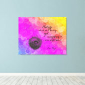 Daisies Rainbow Colours Vogelnest w Lao Tzu Quote Canvas Afdruk (Insitu (Houten vloer))