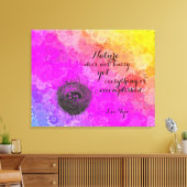 Daisies Rainbow Colours Vogelnest w Lao Tzu Quote Canvas Afdruk (Insitu (Woonkamer))