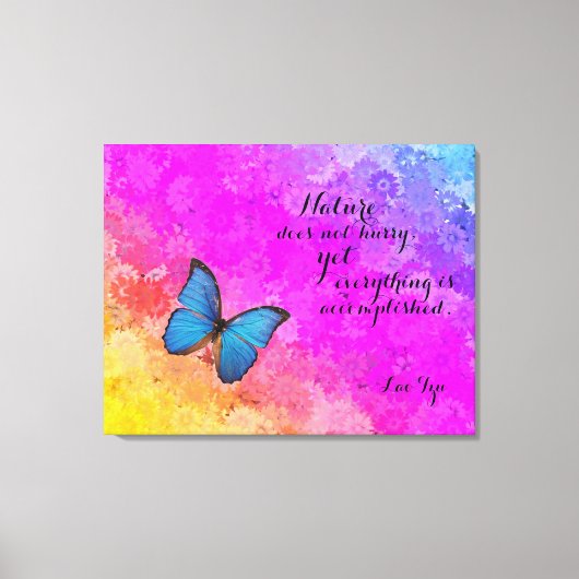Daisies Rainbow Kleuren Blu Butterfly Lao Tzu Quot Canvas Afdruk (Voorkant)
