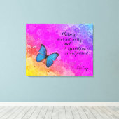 Daisies Rainbow Kleuren Blu Butterfly Lao Tzu Quot Canvas Afdruk (Insitu (Houten vloer))